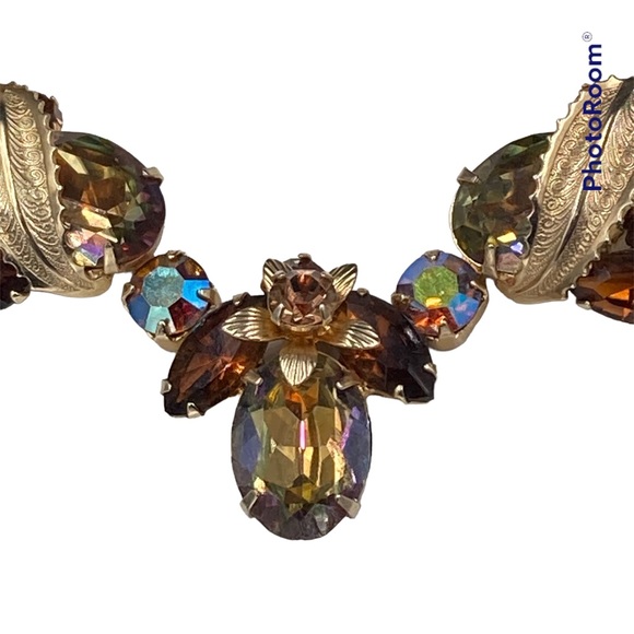 Astounding Vintage Weiss Topaz Vitrail Rhinestone Necklace - Picture 5 of 7
